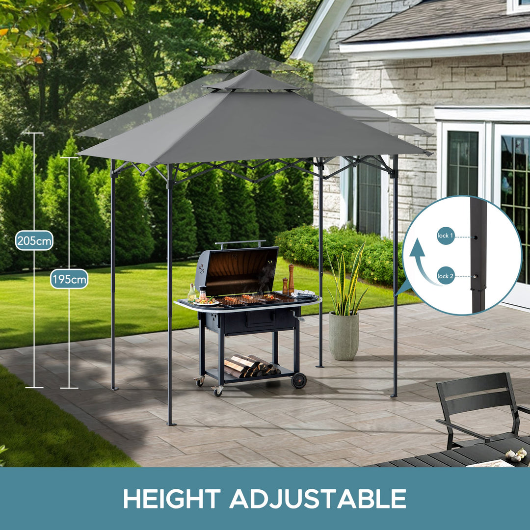 Portabler Stahl Grill Pavillon CINTO mit LED-Licht - 160cm x 250cm, grau