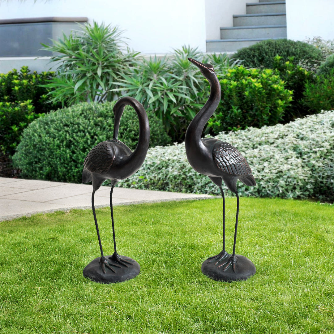 D101000300 Gartenfigur Kranich aus Bronze, 2er Set - klein 