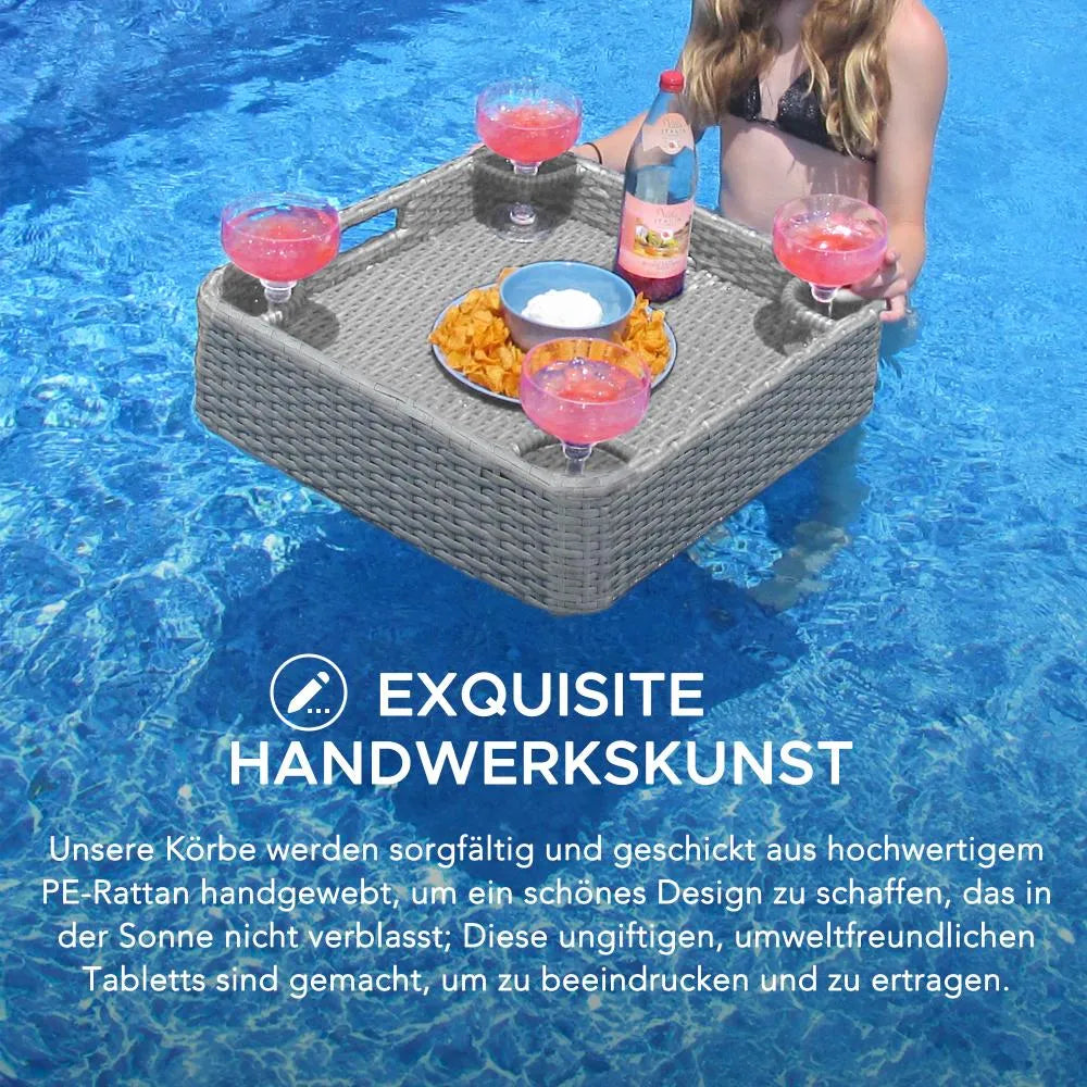 61x61 CM Wicker Floating Pool Trays - Grey