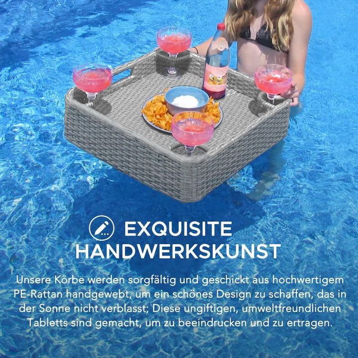 61x61 CM Wicker Floating Pool Trays - Grey