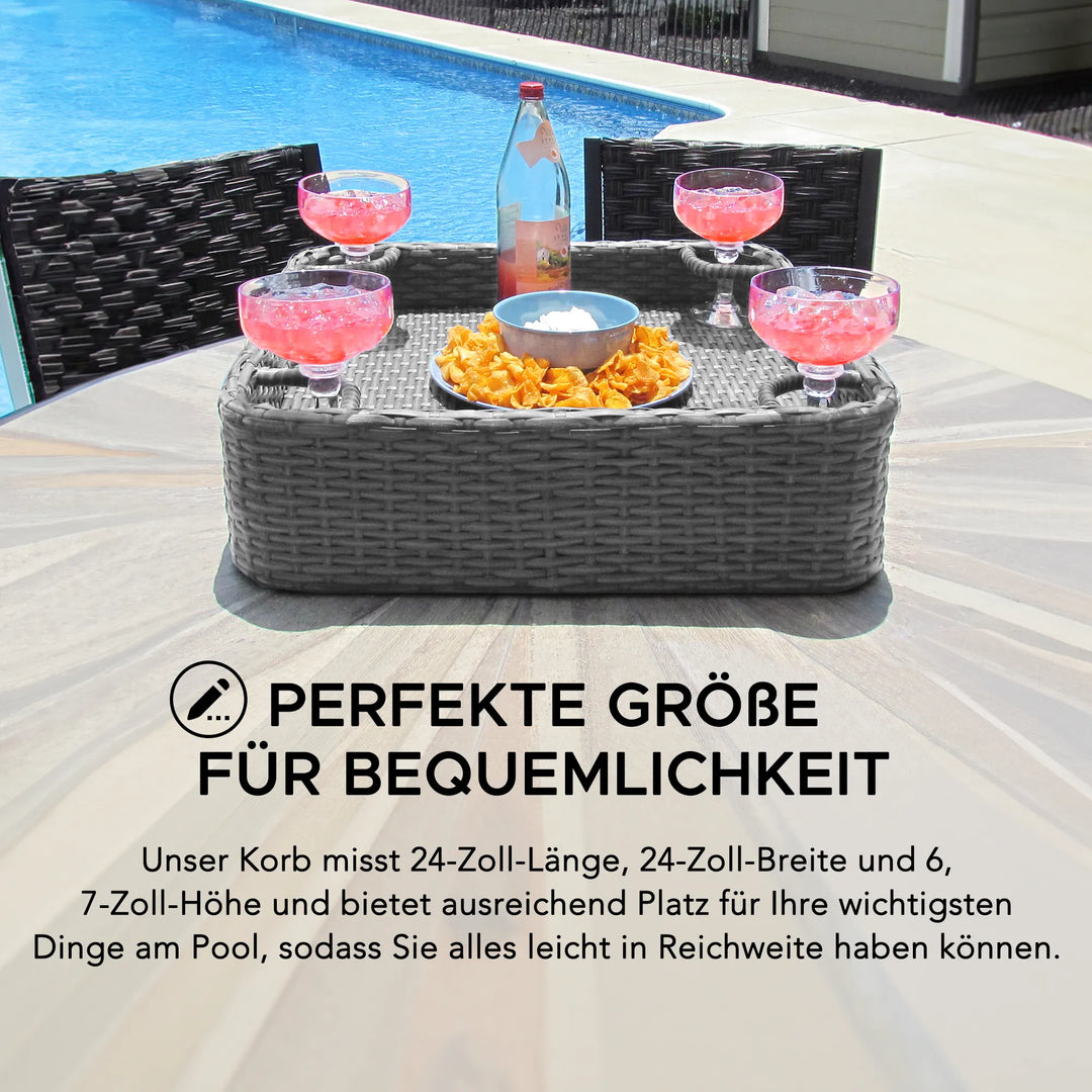 61x61 CM Wicker Floating Pool Trays - Grey