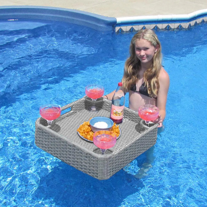 61x61 CM Wicker Floating Pool Trays - Grey