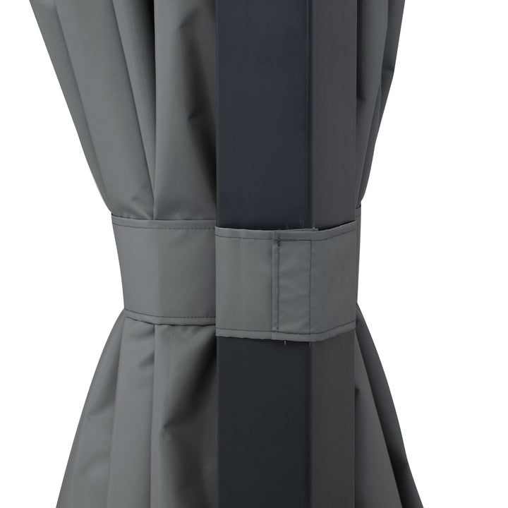 Stahl Wandpavillon MEIJE mit Vorhängen und Netz - 360cm x 300cm, schwarz