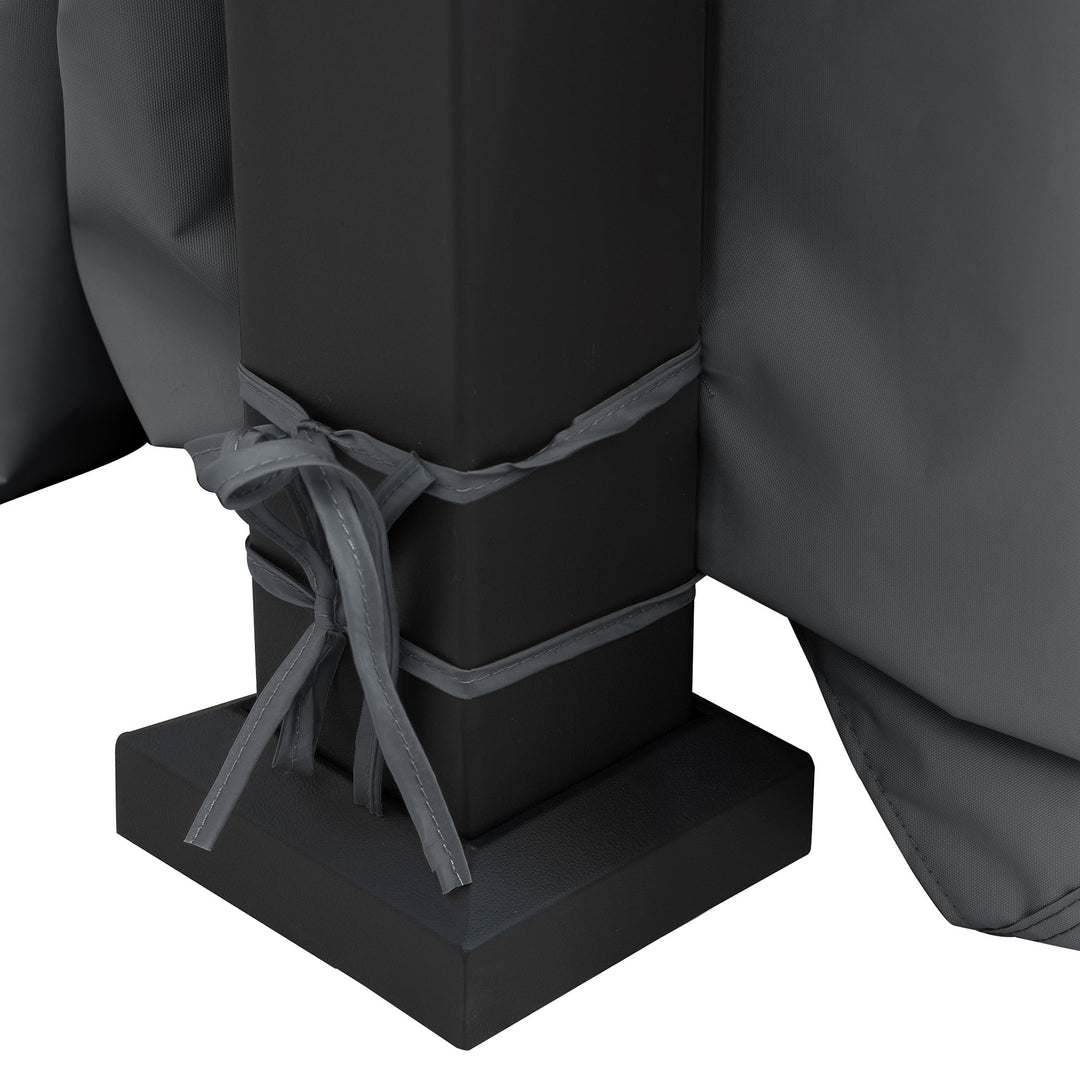 Stahl Wandpavillon MEIJE mit Vorhängen und Netz - 360cm x 300cm, schwarz