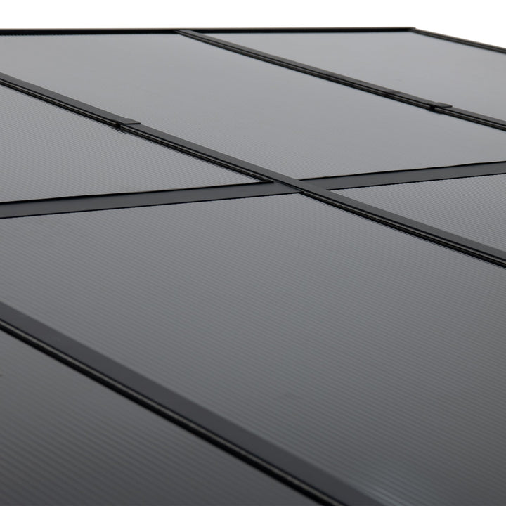 Stahl Wandpavillon MEIJE mit Vorhängen und Netz - 360cm x 300cm, schwarz