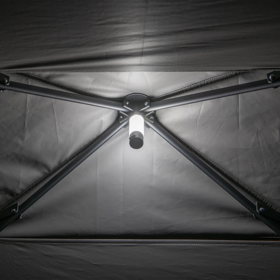Portabler Stahl Grill Pavillon CINTO mit LED-Licht - 160cm x 250cm, grau