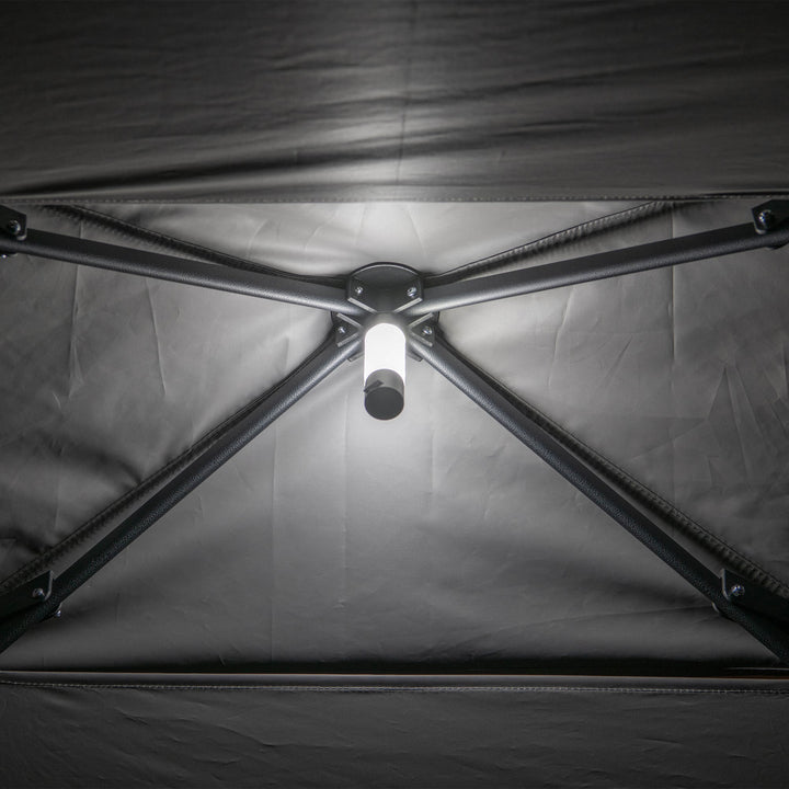 Portabler Stahl Grill Pavillon CINTO mit LED-Licht - 160cm x 250cm, grau