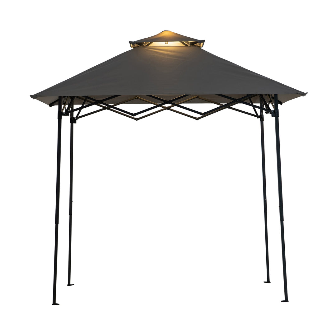 Portabler Stahl Grill Pavillon CINTO mit LED-Licht - 160cm x 250cm, grau