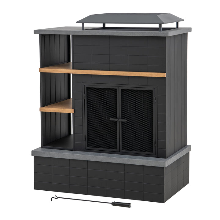 Stahl Holzkamin Etna  - 106cm x 132cm, schwarz