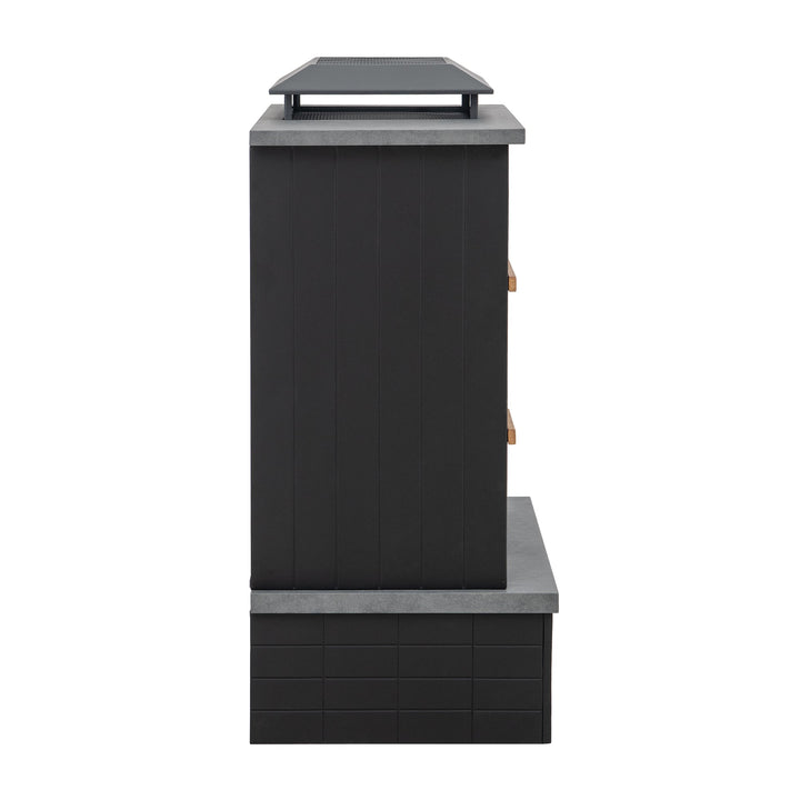 Stahl Holzkamin Etna  - 106cm x 132cm, schwarz