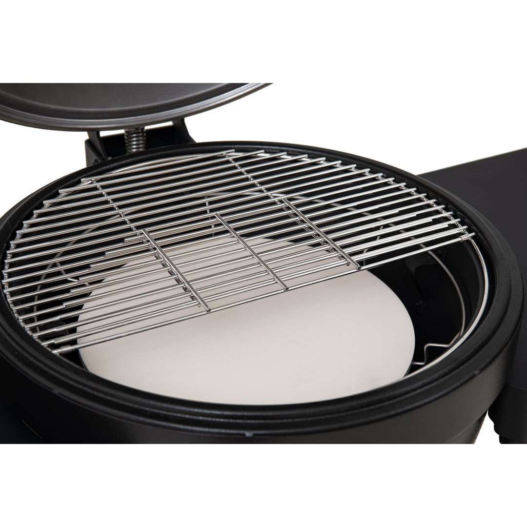 Grill en forme d'œuf avec plaque à pizza, noir