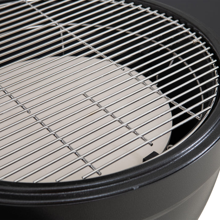 Grill en forme d'œuf avec plaque à pizza, noir