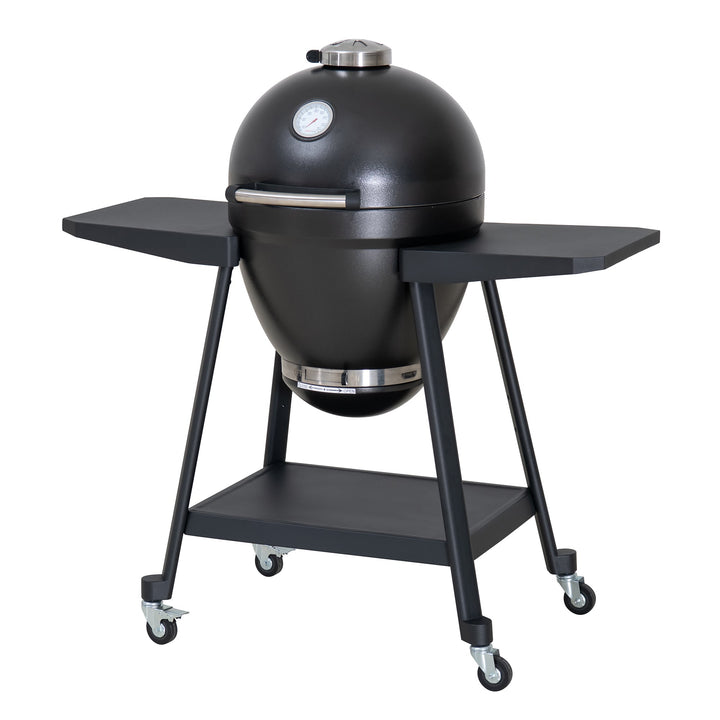 Grill en forme d'œuf avec plaque à pizza, noir