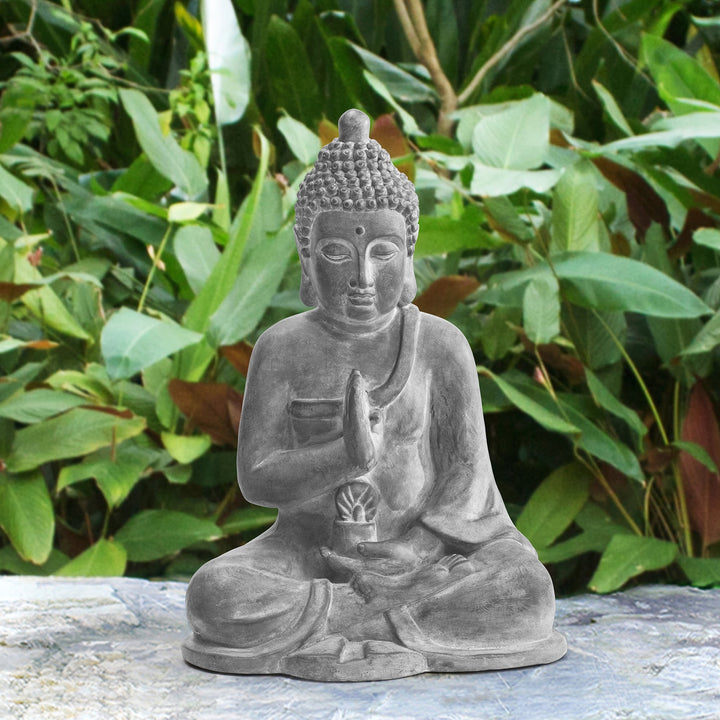 Gartenfigur Buddha aus Ton, meditierend