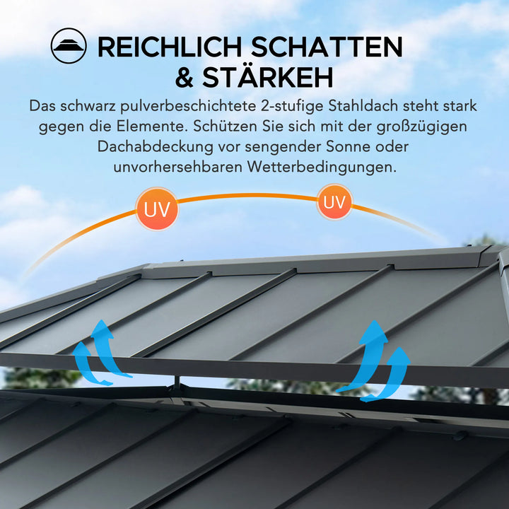 Integrated Outlets Wood Grill Gazebo 360cm x 240cm - Anthracite