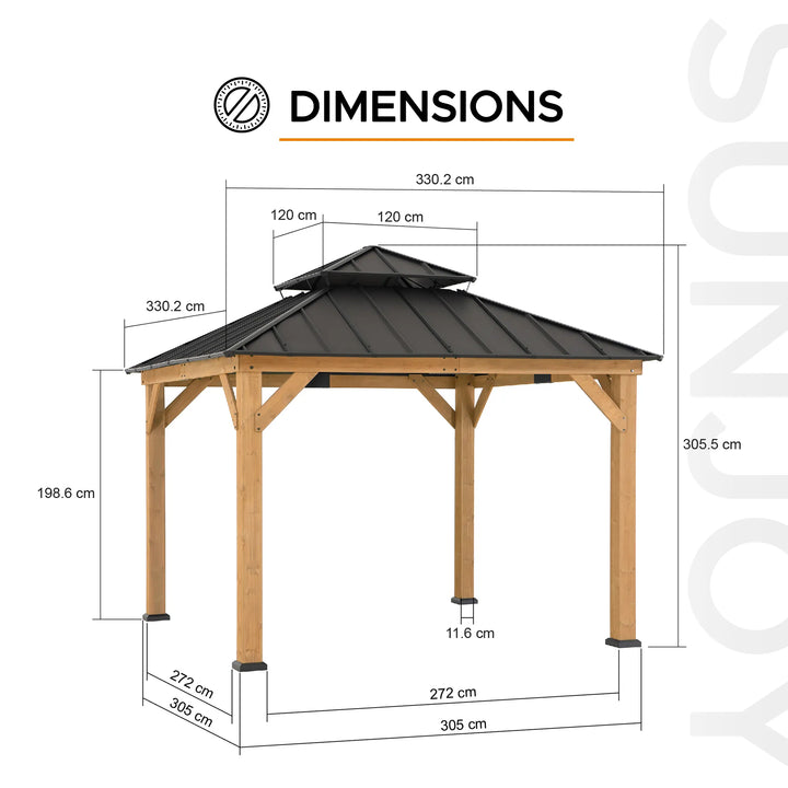 KAPS Outdoor Wooden Gazebo 330cm x 330cm