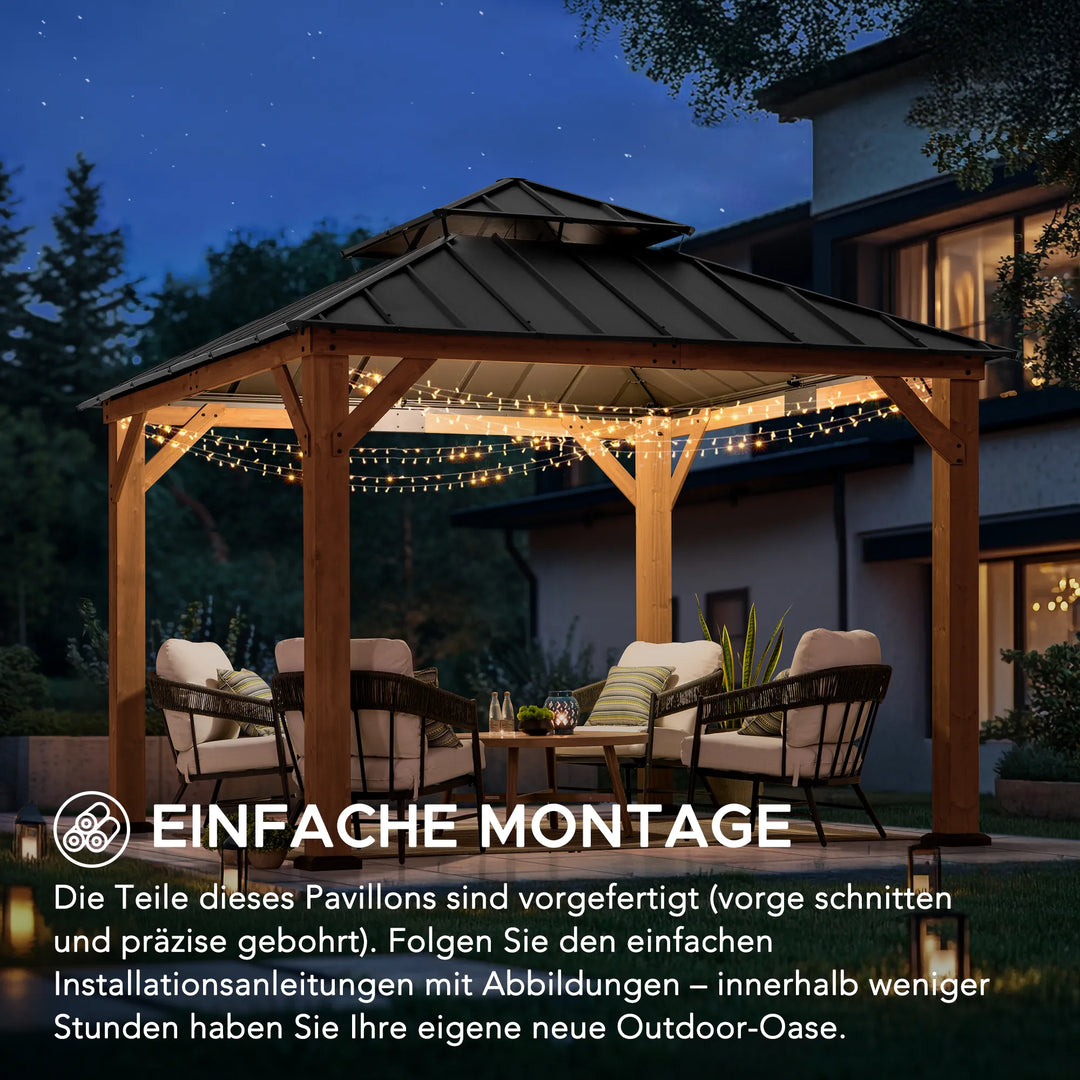 KAPS Outdoor Wooden Gazebo 330cm x 330cm