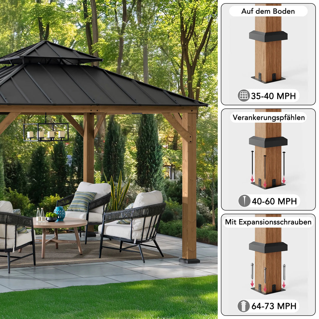 KAPS Outdoor Wooden Gazebo 330cm x 330cm