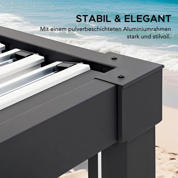 Pergola à lames Matterhorn avec éclairage LED solaire et système de drainage – 306 × 406 cm