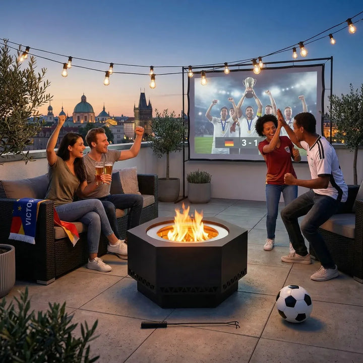 SUNJOY Steel Smokeless Fire Pit - 66x57x38cm, Black