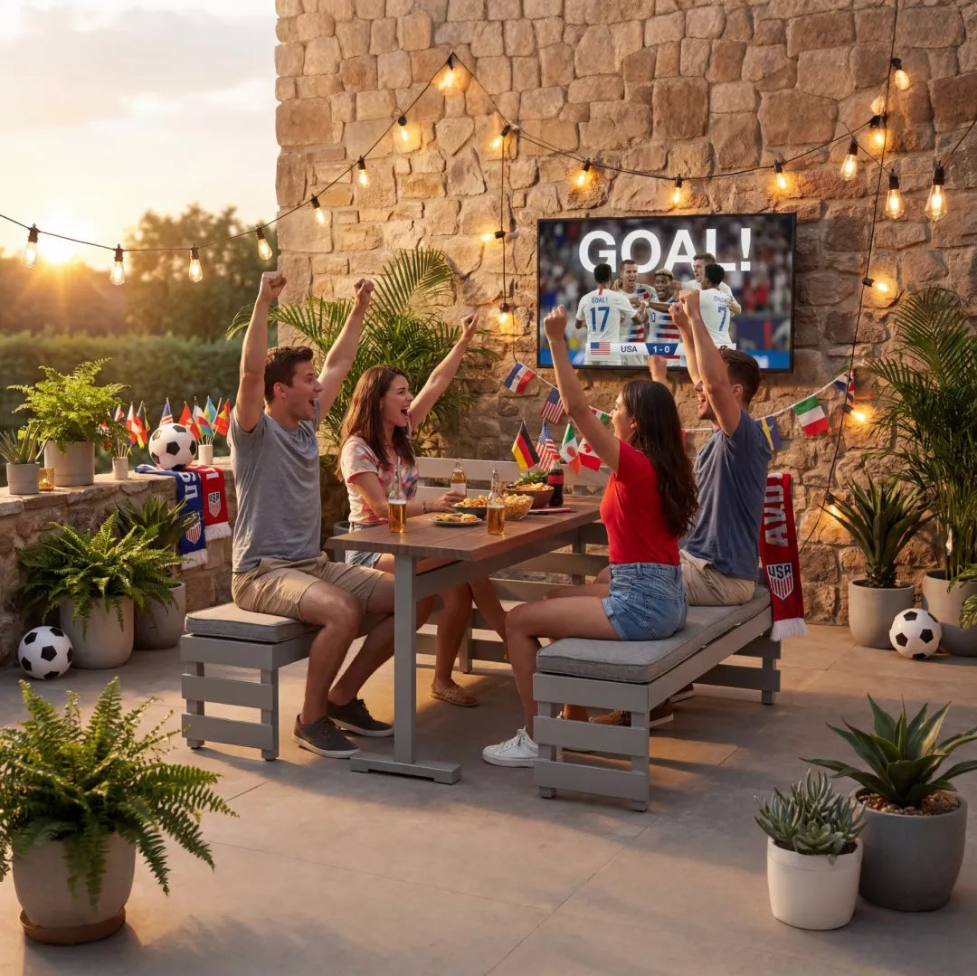 SUNJOY Steel Picnic Table Balcony Garden Set - 126cm x 157cm, Grey