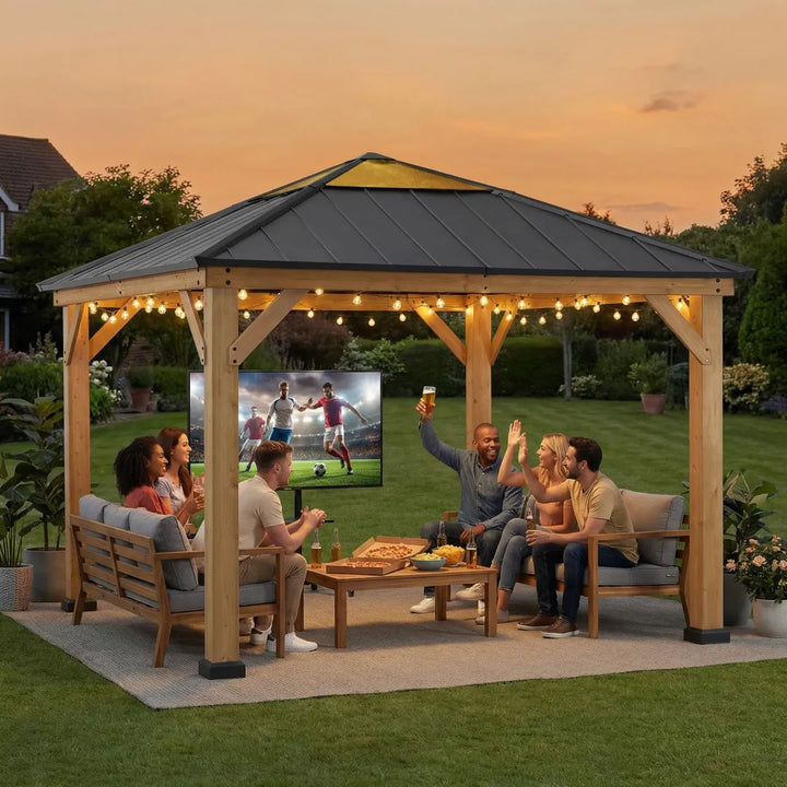 SUNJOY Cedar Wood Gazebo PIRIN - 336cm x 336cm - Anthracite