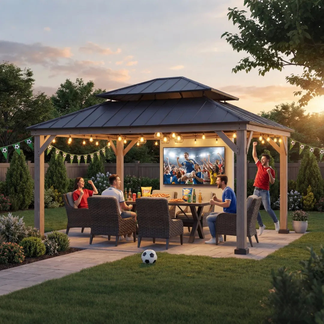 SUNJOY Cedar Wood Gazebo RYSY - 390cm x 450cm