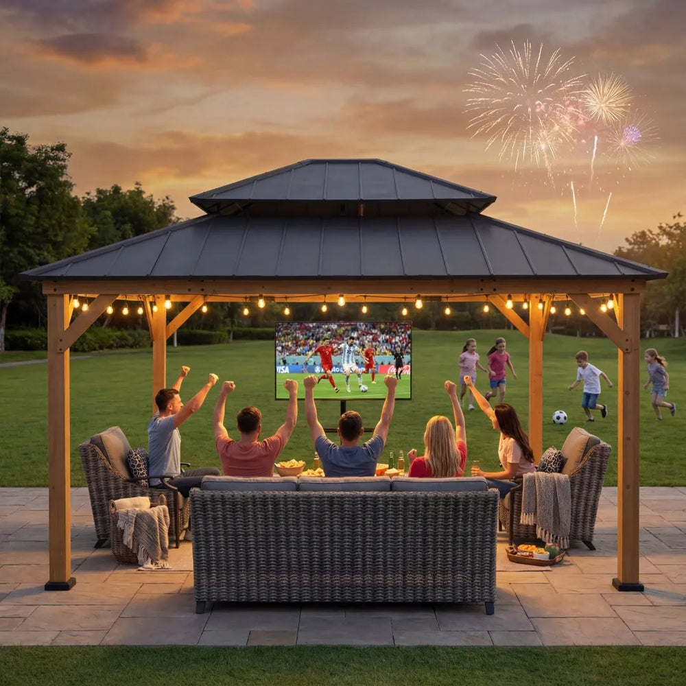 SUNJOY Cedar Wood Gazebo RIMO - 390cm x 450cm