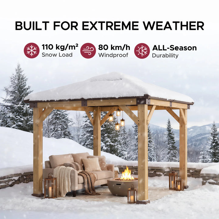 RAPI Cedar Wood Gazebo - 273cm x 273cm - Brown