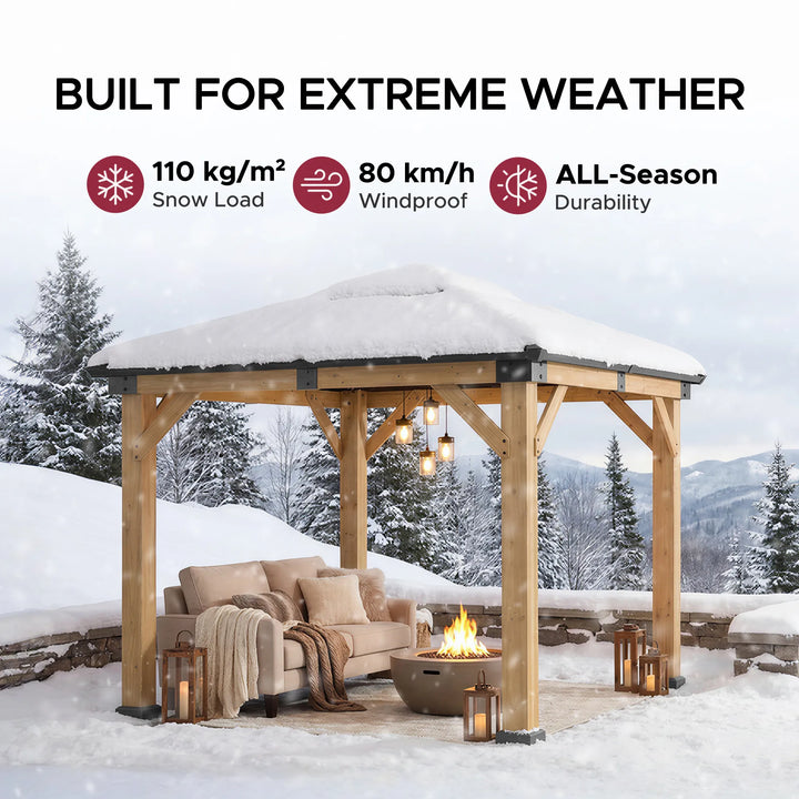 RAPI Cedar Wood Gazebo - 273cm x 273cm - Anthracite