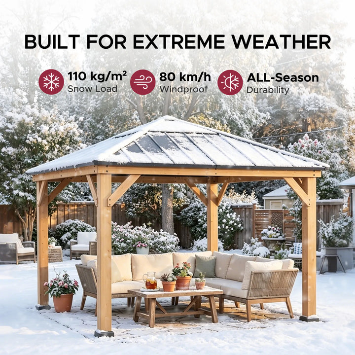 Cedar Wood Gazebo PIRIN - 336cm x 336cm - Anthracite