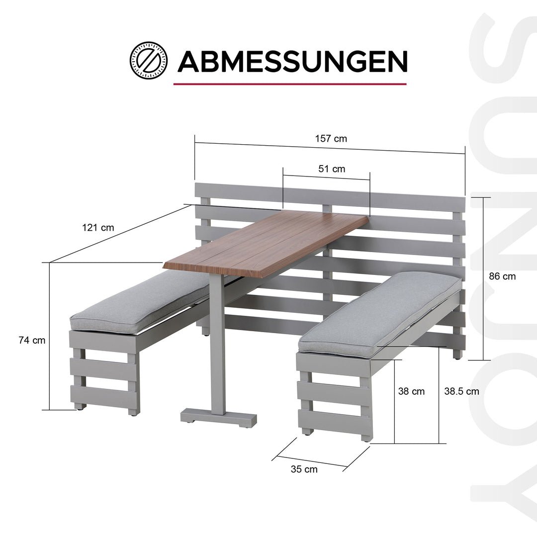 Steel balcony set Lagos - 126cm x 157cm, gray