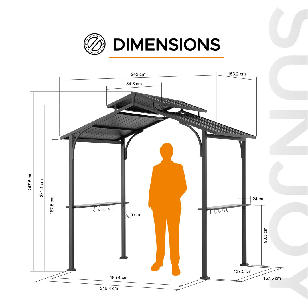 Pavillon barbecue en acier ECRINS - 153cm x 242cm