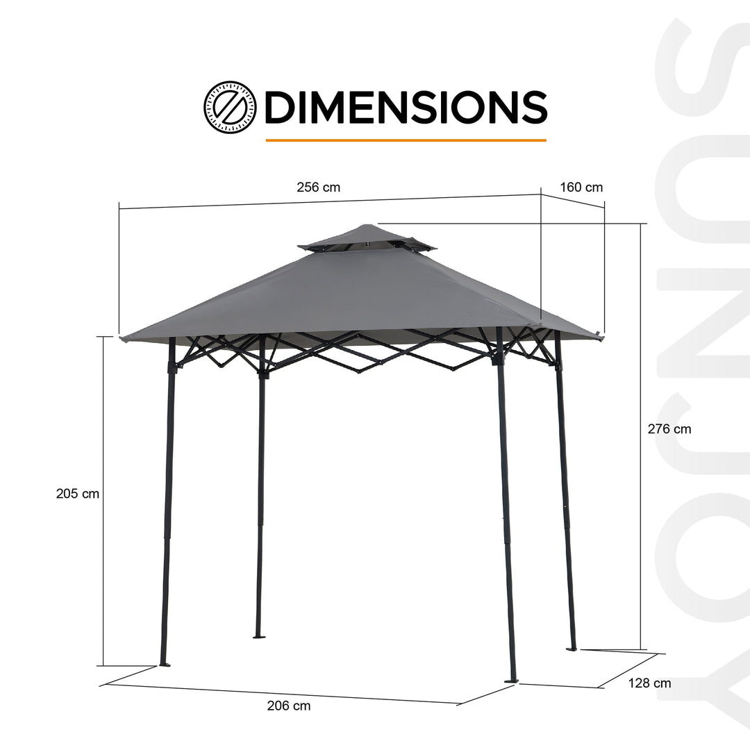 Portabler Stahl Grill Pavillon CINTO mit LED-Licht - 160cm x 250cm, grau