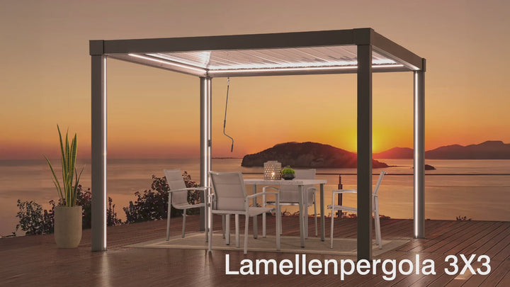 Modular multi lamella pergola matterhorn with LED - 3x3 or 3x4, aluminum