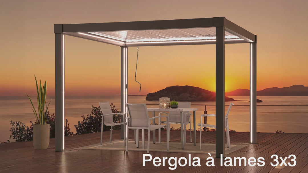 Modular multi lamella pergola matterhorn with LED - 3x3 or 3x4, aluminum