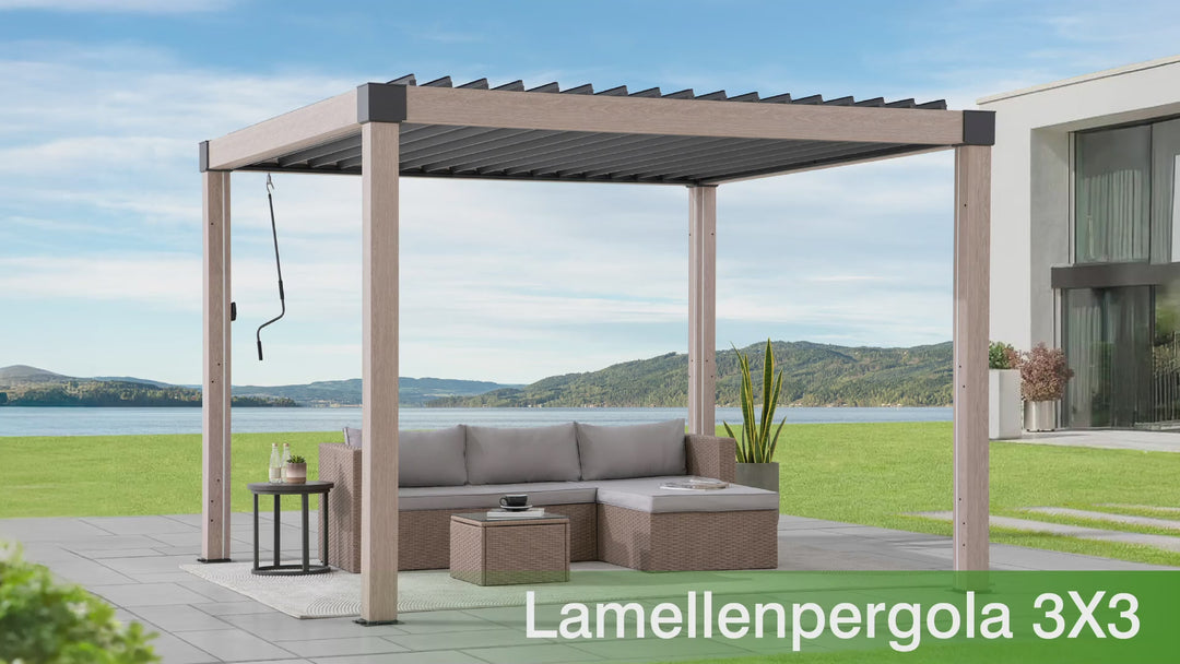 Modulare Multi Lamellenpergola MATTERHORN mit LED - 306cm x 306cm, Aluminium