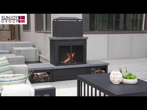 Sunjoy Steel Wood Burning Fireplac