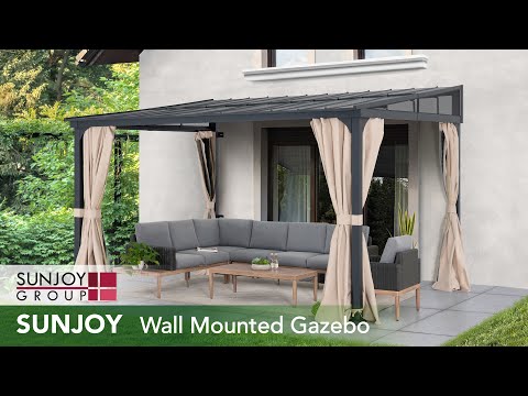 Product Display of MEIJE Steel Wall Gazebo with Curtains and Net - 360cm x 300cm