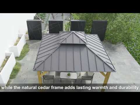 Product Show of SUNJOY 3.3m x 3.3m Wooden Hardtop Gazebo - Warm Cedar