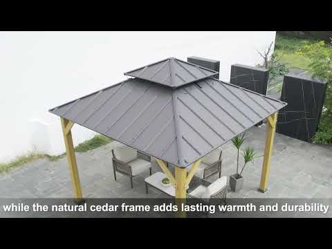 Product Show of Cedar Wood Gazebo with Solar KAPS - 330cm x 330cm