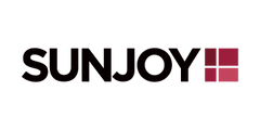 The logo for SUNJOY is shown on a plain white background, featuring the brand name in bold black text and a red four-pane square icon to the right.