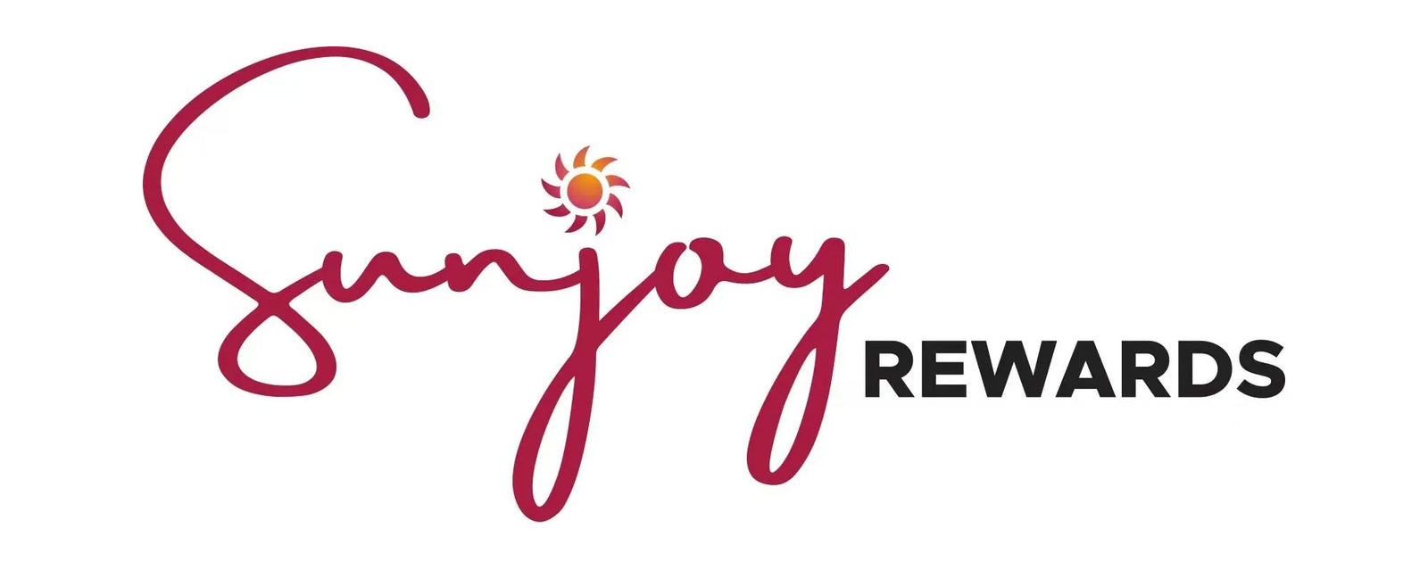 Sunjoy Rewards logo with 'Sunjoy' in cursive and 'REWARDS' in bold on a white background.