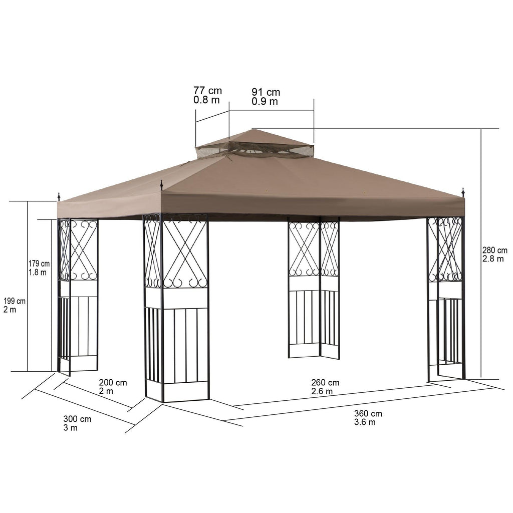 Gazebo ANETO - 300cm x 360cm - Sunjoy Gartenmöbel